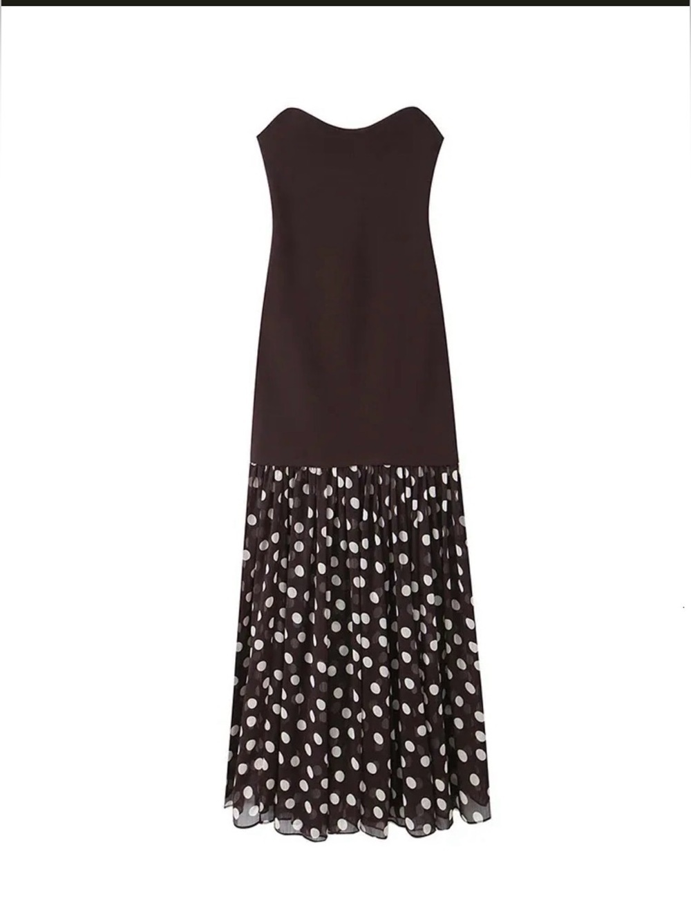 🔥🔥Zara Strapless Brown Polka Dot Mermaid Dress - Picture 10 of 13